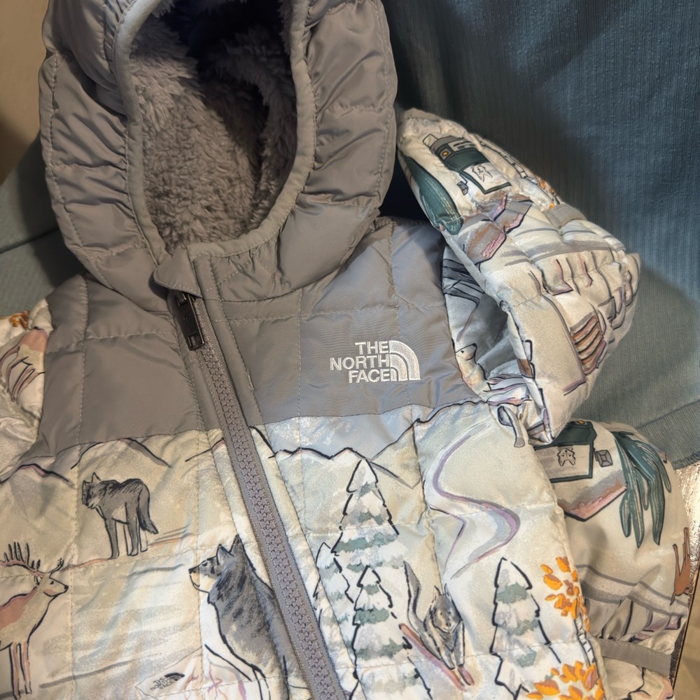 The North Face Kids Puffer Jacket - Gray and White